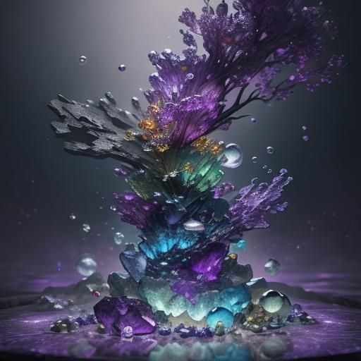 Melting Jewels and Marbles in Detailed Digital Art