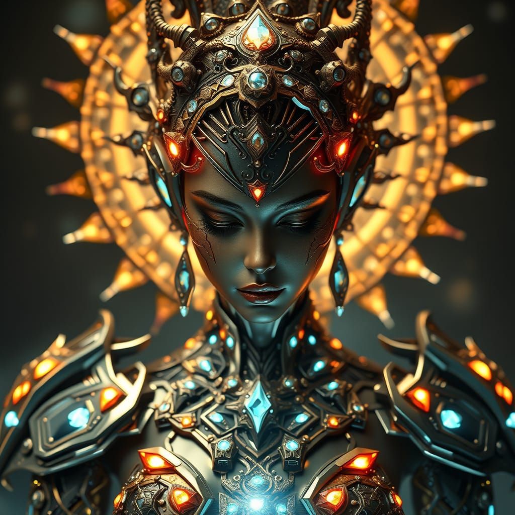 Ethereal Goddess of Unending Love in Polished Metal