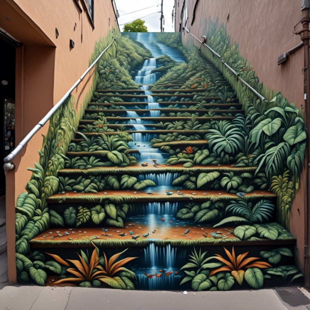 Jungle Stairs: Hyperrealistic Trompe-l'oeil Street Art
