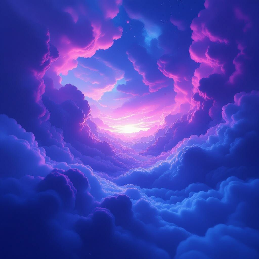 Abstract Dreamscape with Swirling Clouds in Digital Art Styl...