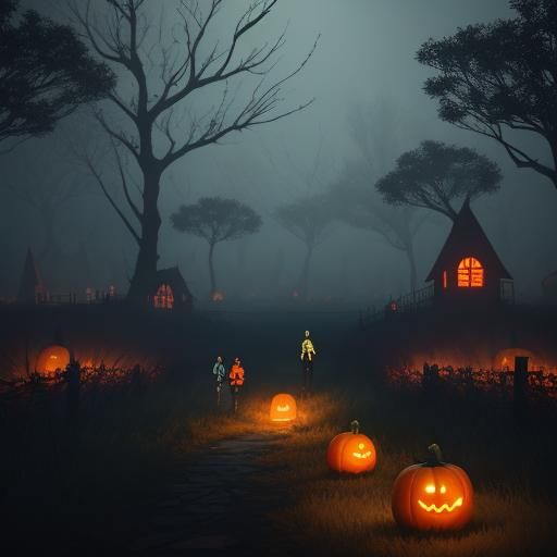 Eerie 3D Anime Pumpkin Patch Adventure
