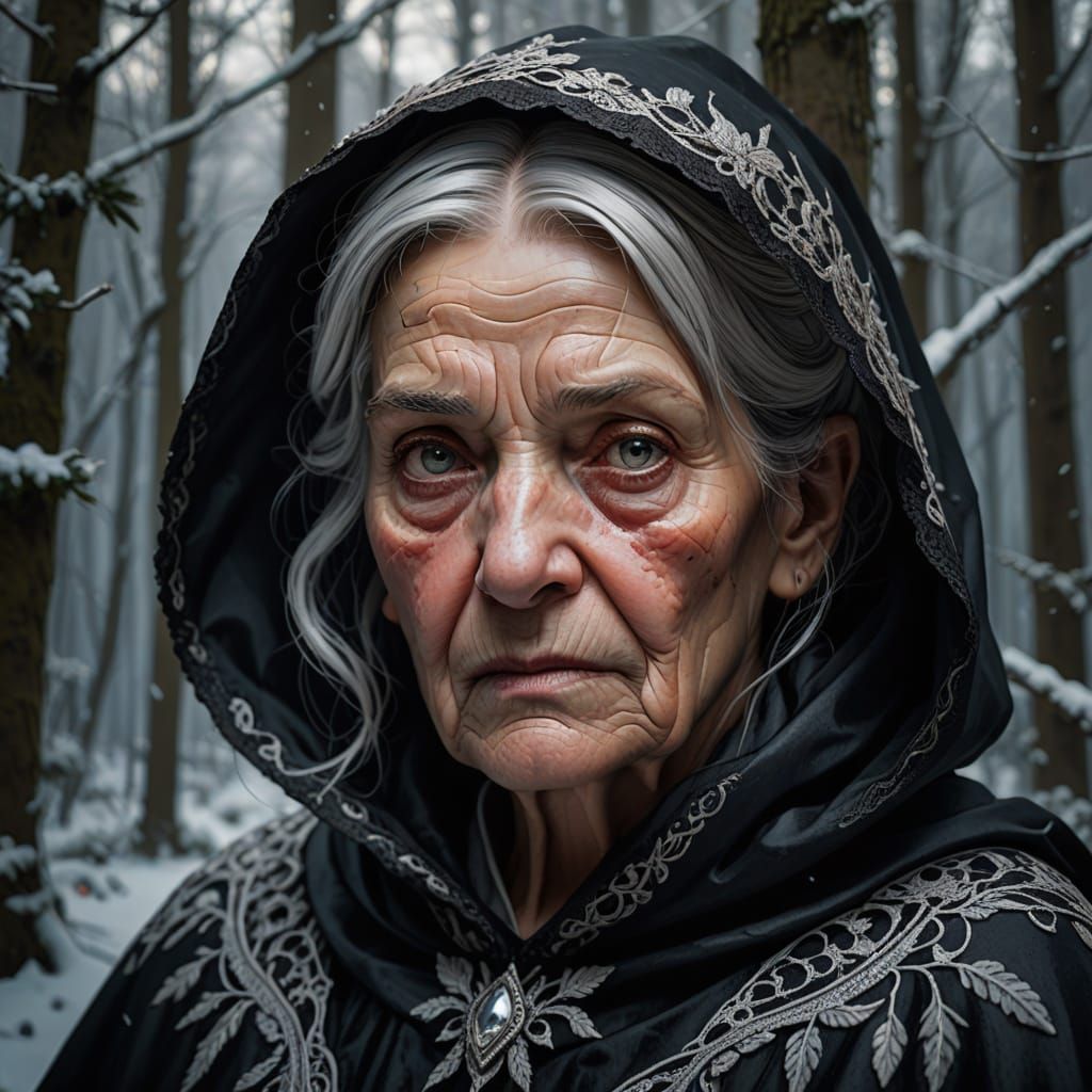 Ethereal Winter Portrait of a Wise Woman