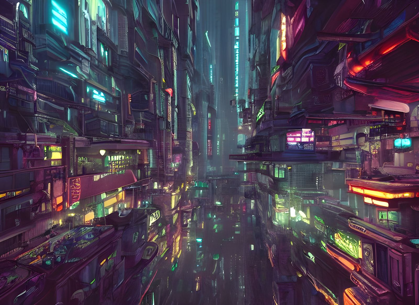 Cyberpunk Cityscape in Dystopian Biopunk Style