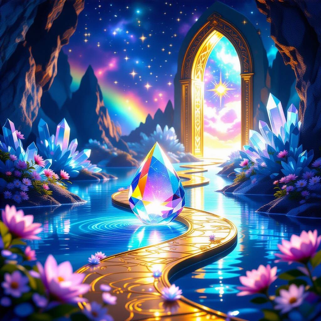 Radiant Golden Path to Luminous Doors in Cosmic Ocean