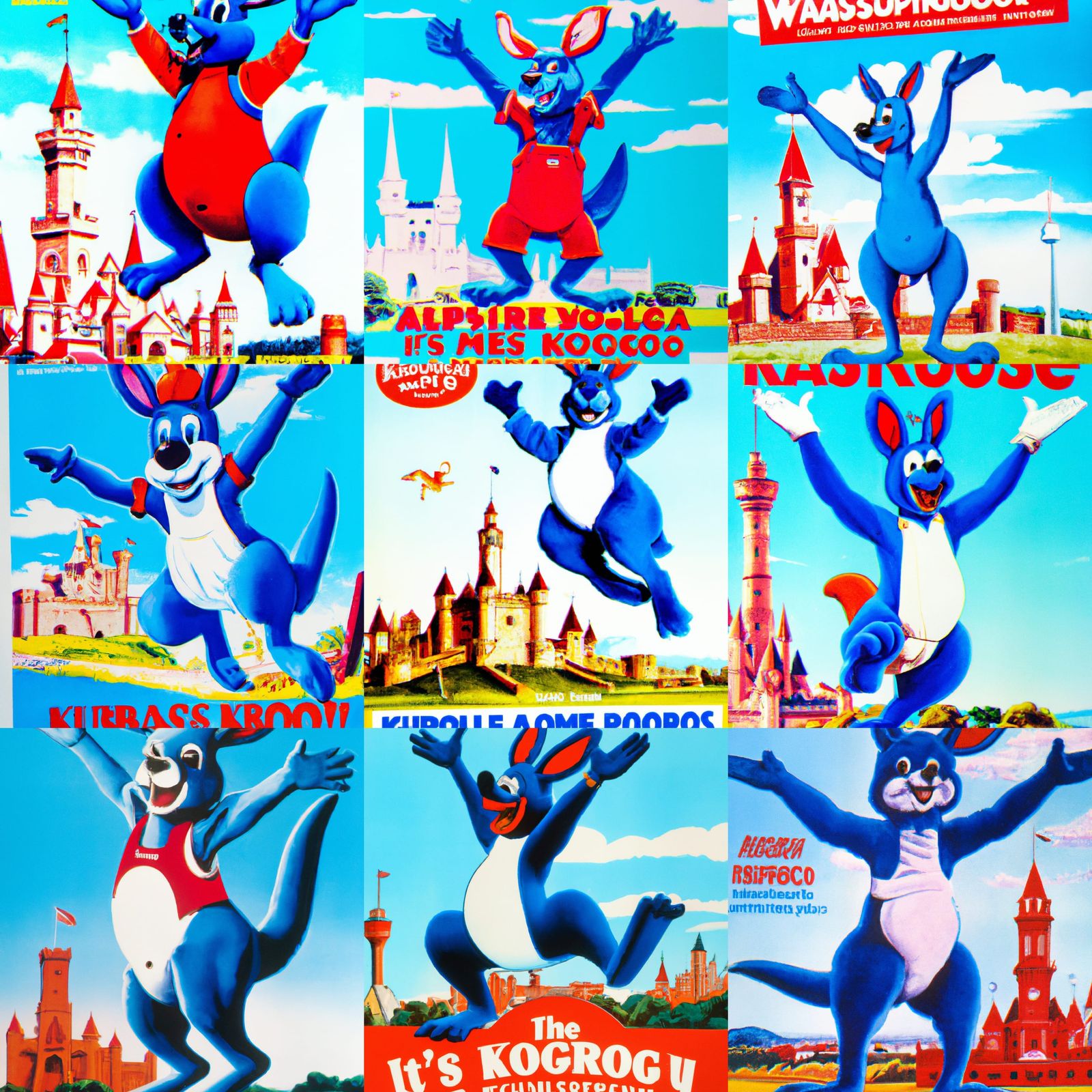 Vintage Cartoon Kangaroo Advertising Poster