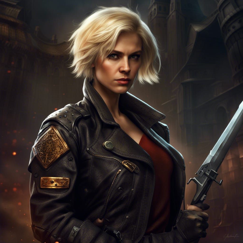 Fantasy Woman Warrior in Detailed Matte Painting