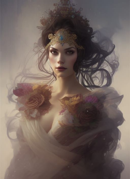 Masquerade Queen Portrait in Hyperdetailed Fantasy Art