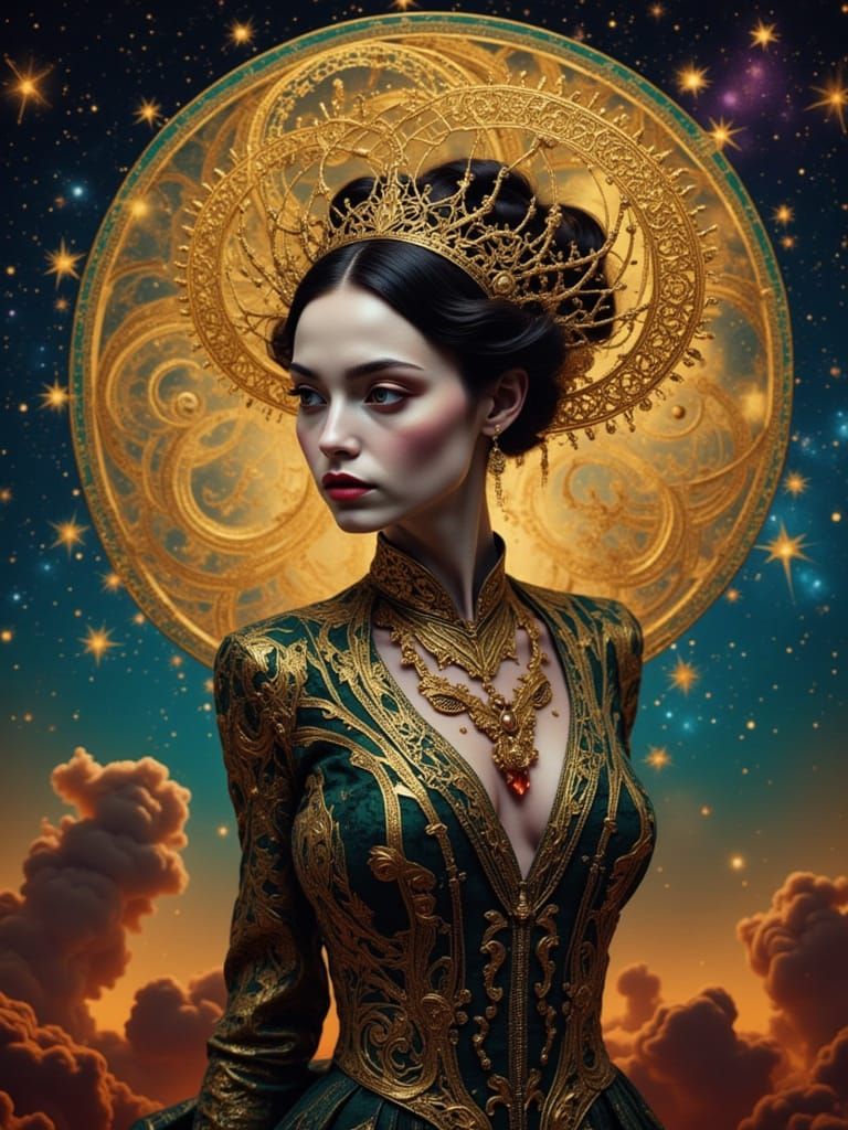 Celestial Woman Portrait in Cosmic Style