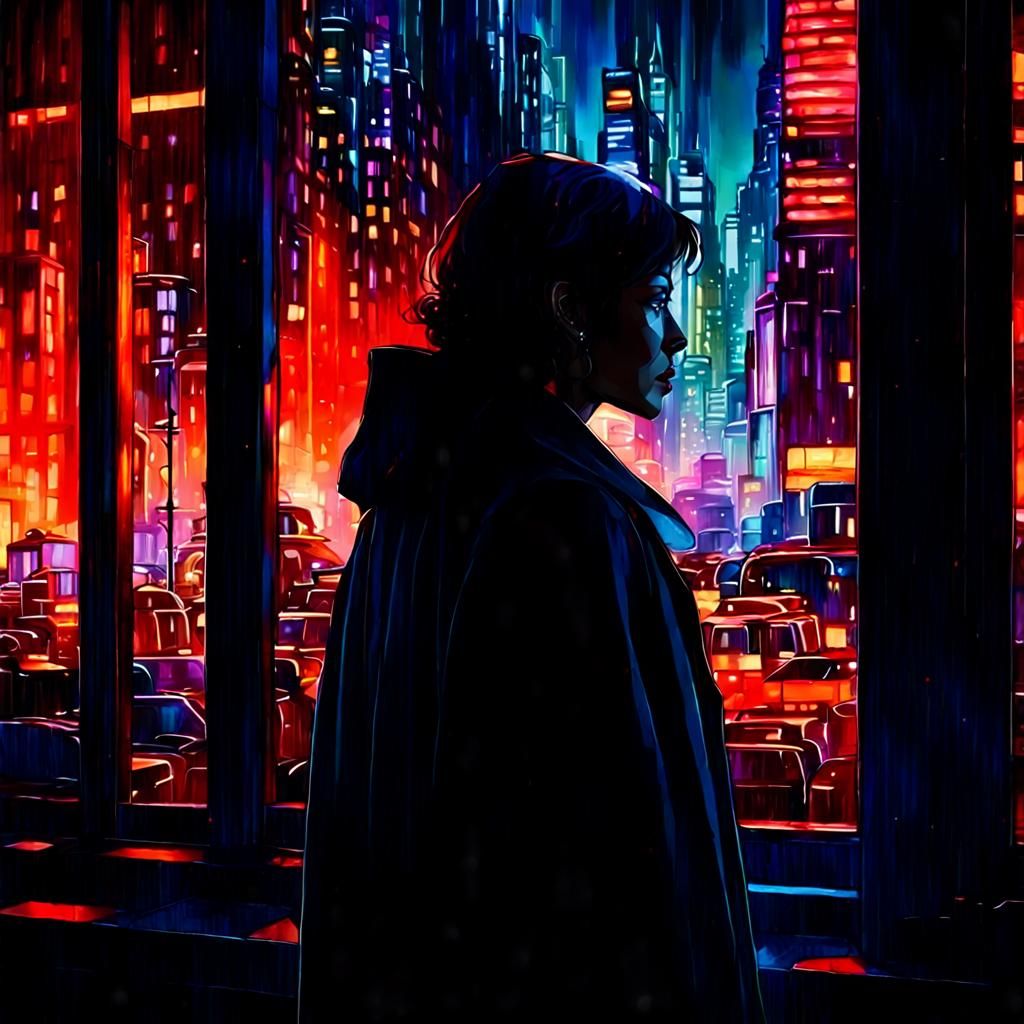 Futuristic Cityscape at Night in Syd Mead Style