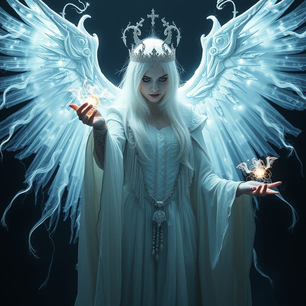 Female Mage Weaving Magic in Avant-Garde Style