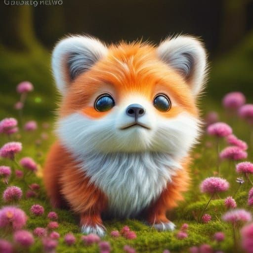 Cuddly Bear Plays with Adorable Baby Fox in Whimsical Forest...