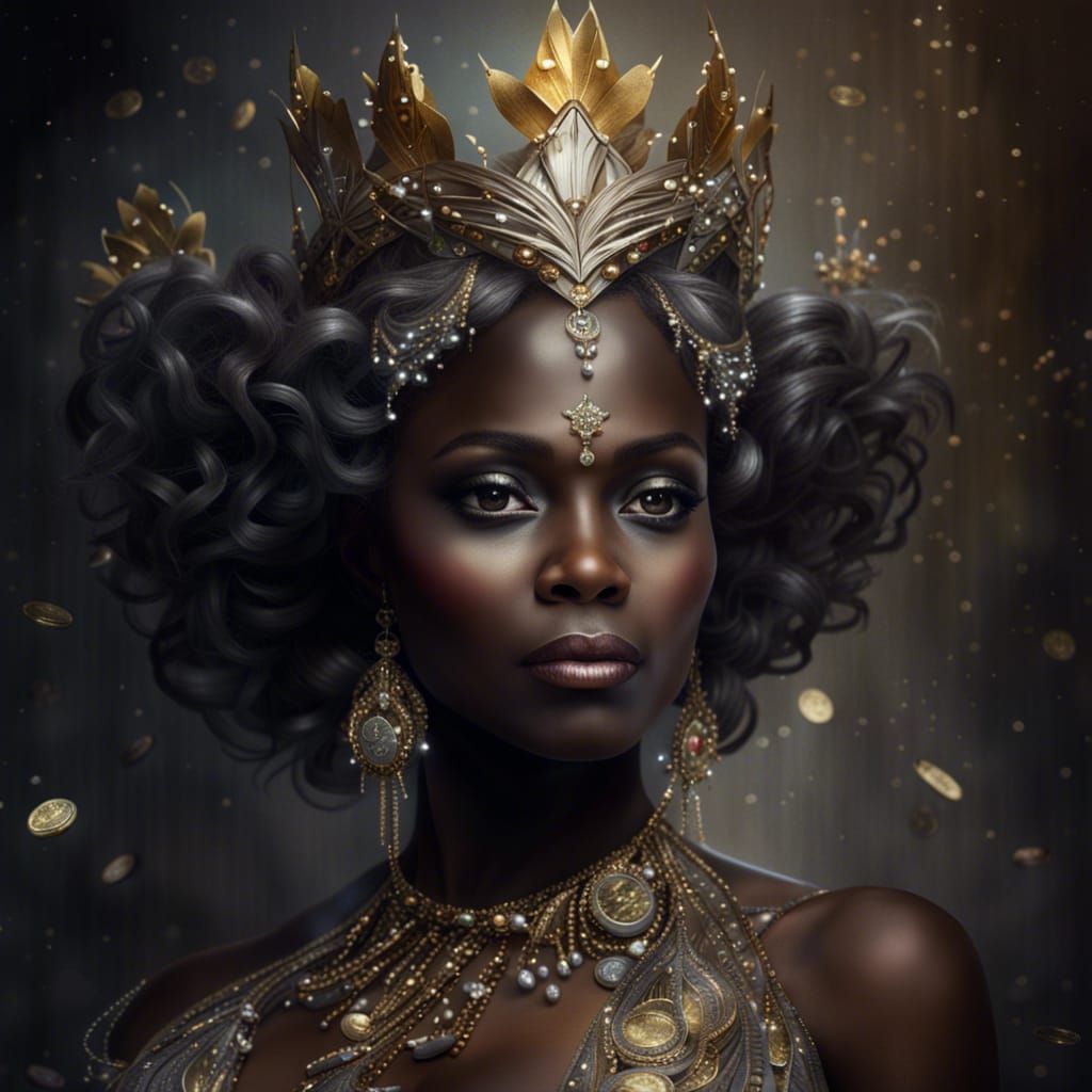 Beautiful Dark Fairy Queen in Glittering Gown