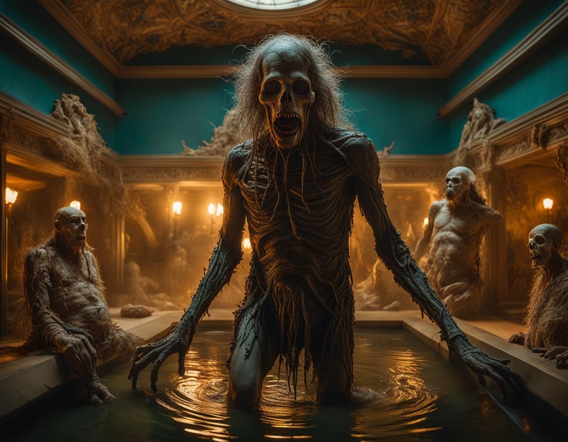 Macabre Body Horror Monster in Wasted Land