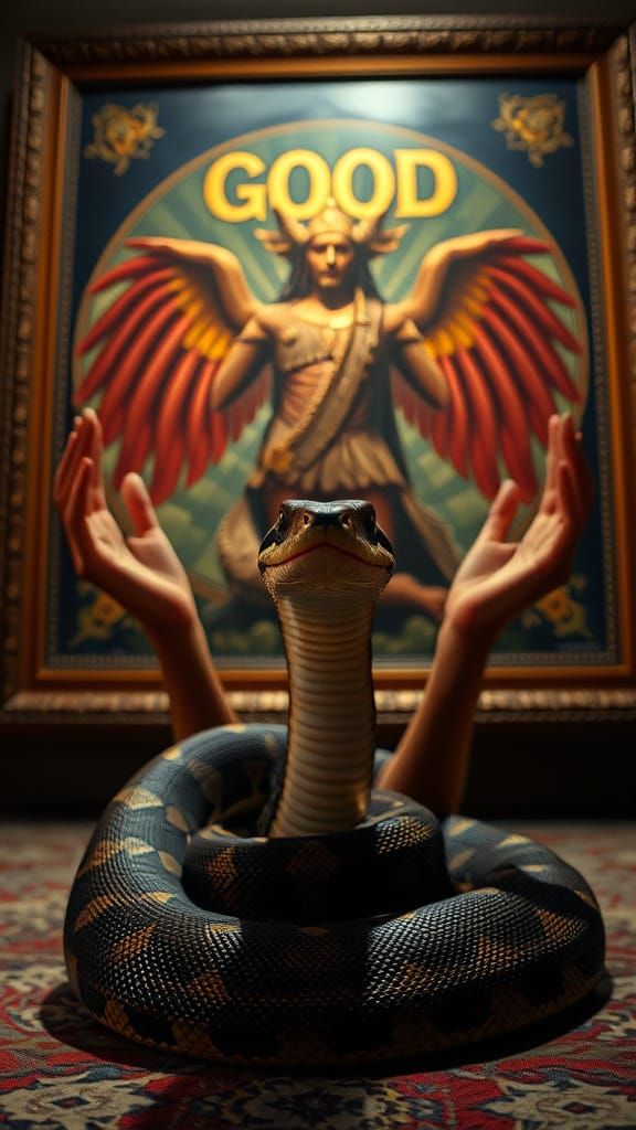 A boa constrictor sits in satisfaction