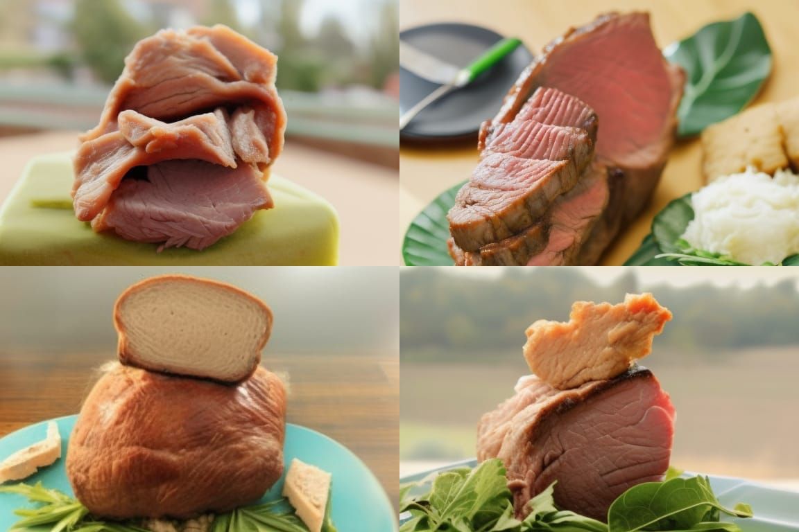 Surreal Foodscape with Meats, Bricks, and Body Parts