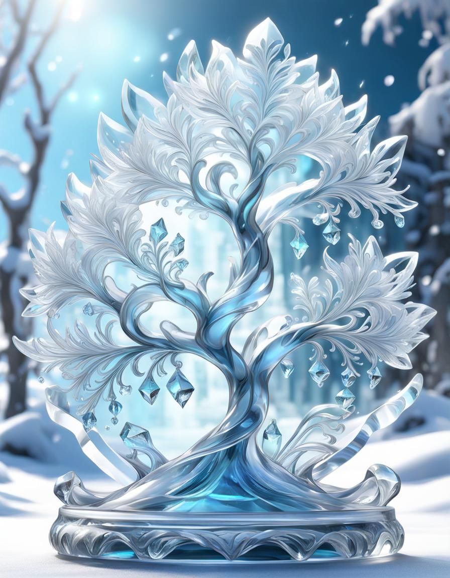 Magical Ice Crystal Fairy Tree Sculpture