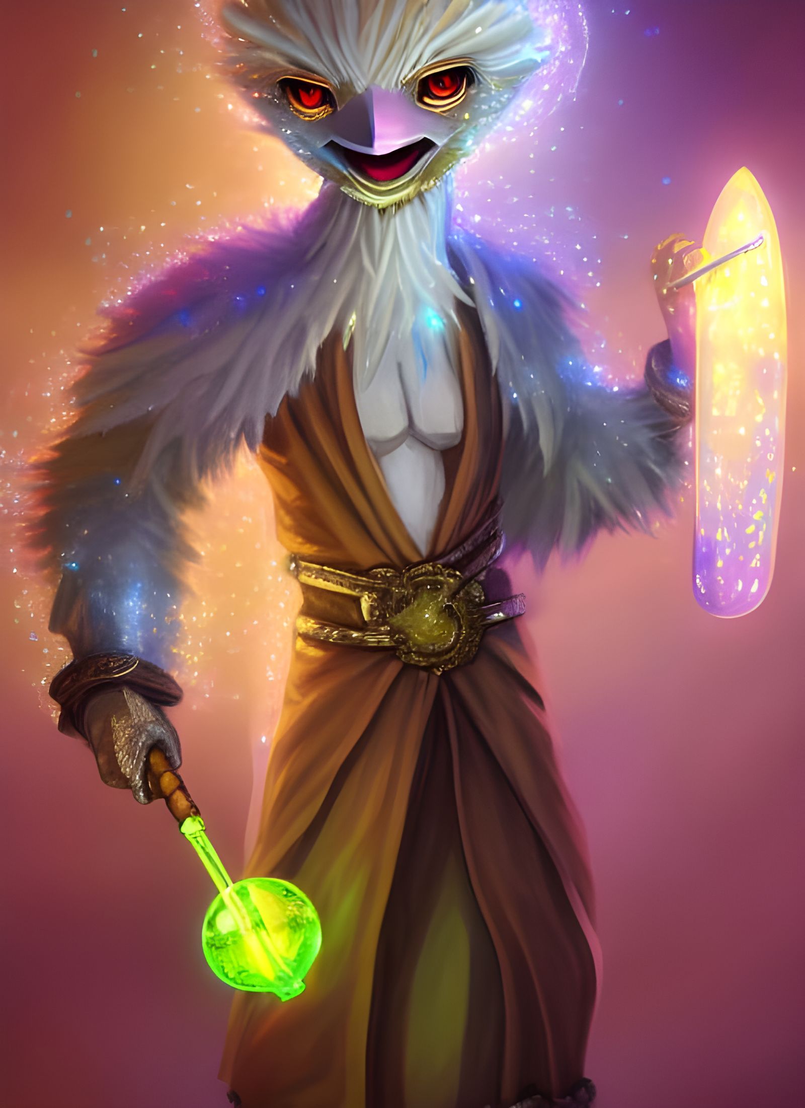 Emu Sorcerer Monk with Candy Weapon in Art Nouveau