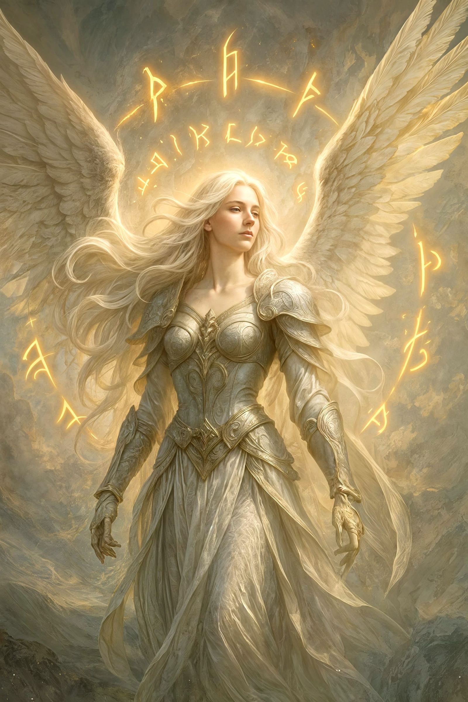 Angelic Female Figure with Ethereal Light, Digital Art