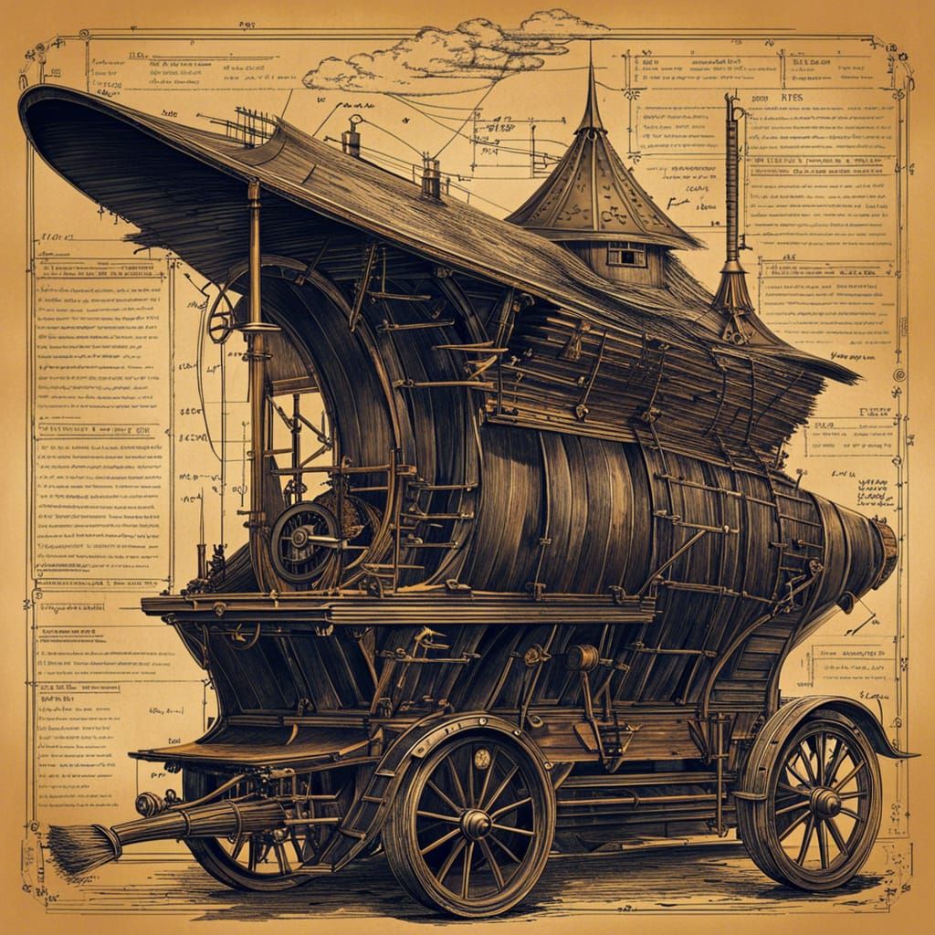 Witch's Broom Transportation Blueprint in Fantasy Art Style