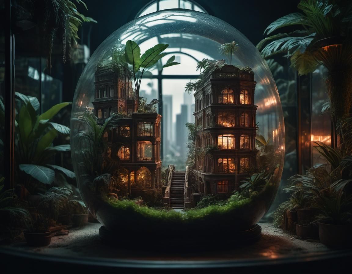 Tropical Oasis in Dystopian City Terrarium