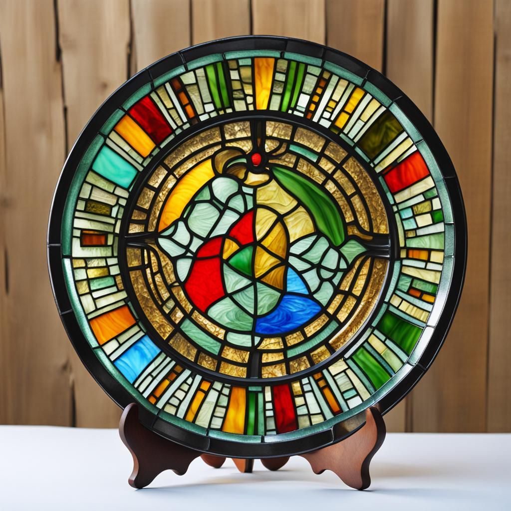 Stained Glass Plate with African Art