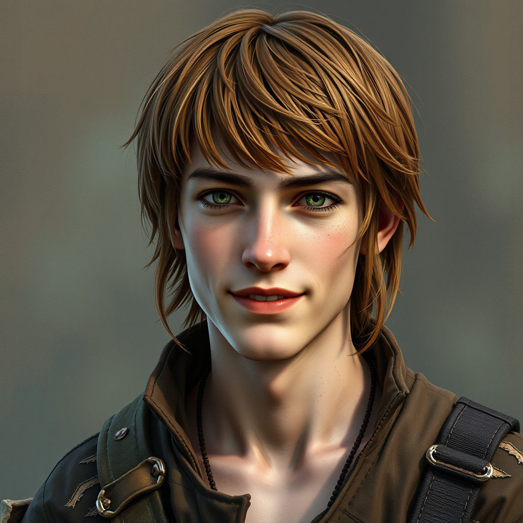 Fantasy Portrait of Young Man in Digital Painting Style