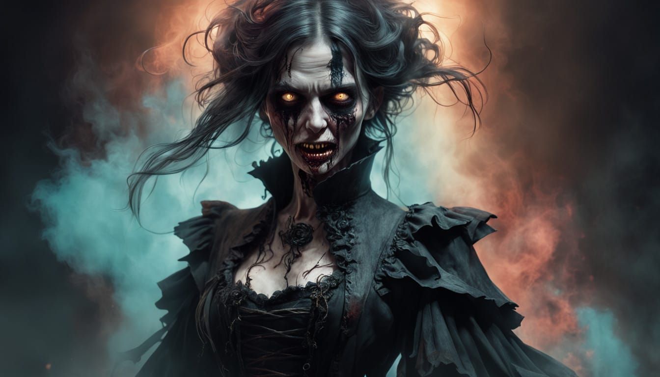 Gothic Undead Portrait in Victorian Style