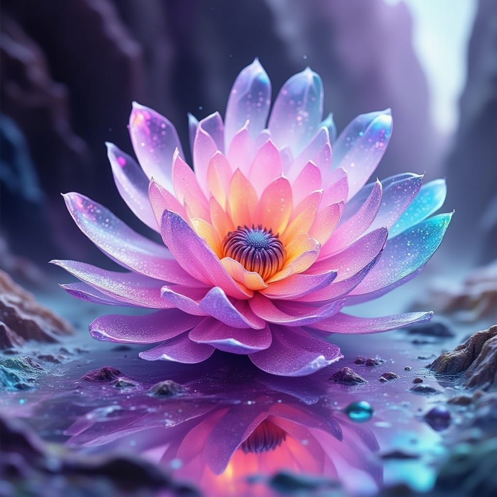 Glitchcore Flower in Sparkling Ombre Hues