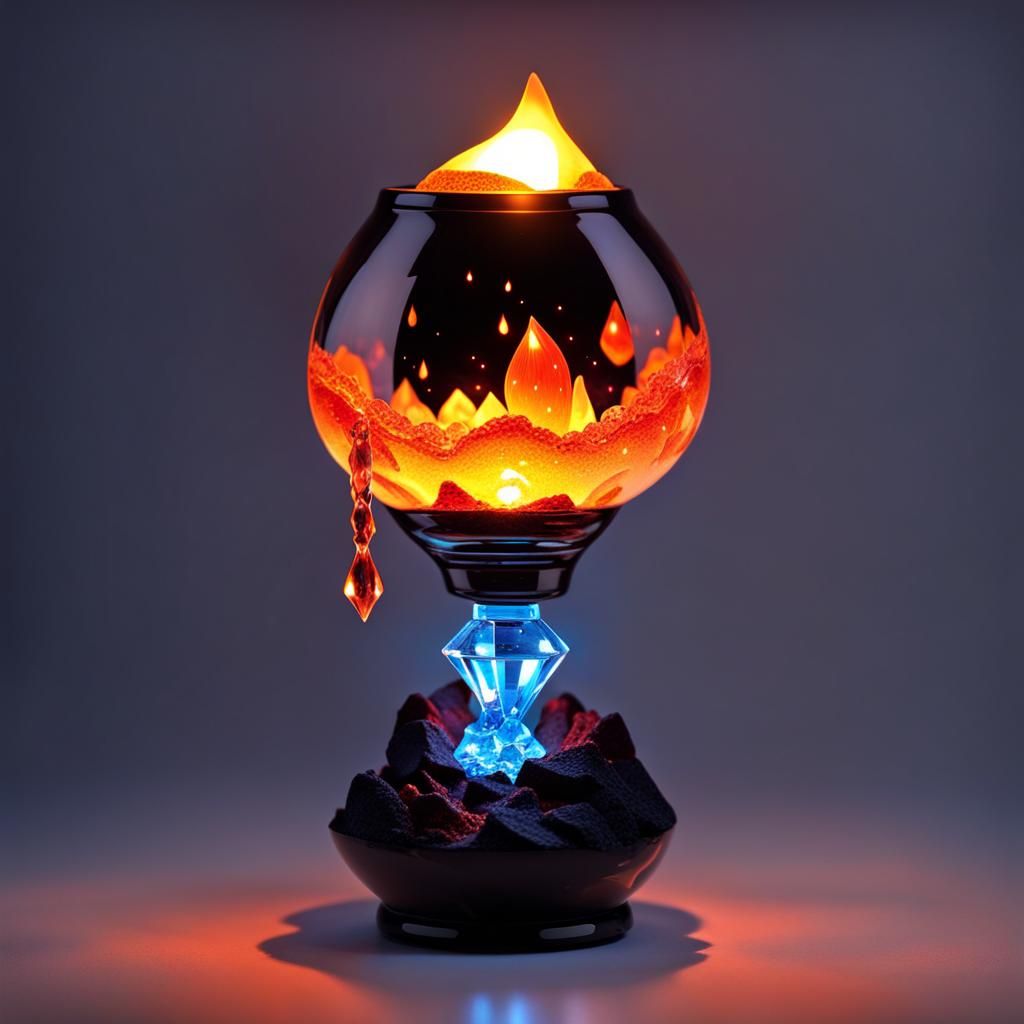 Chibi Crystal Lava Lamp with Glowing Lava