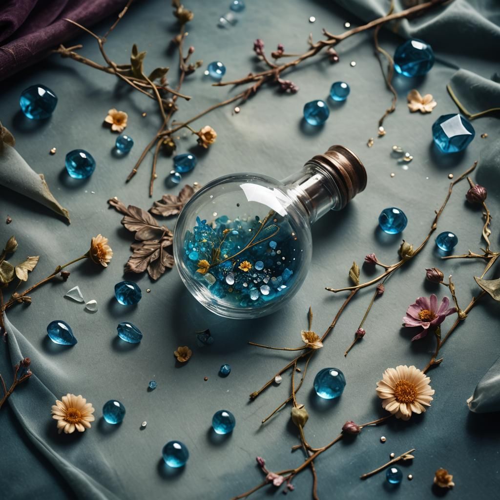 Ethereal Dark Fantasy: Abandoned Vial in Velvet Setting