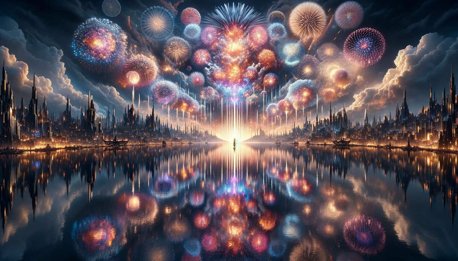 Spectacular Fireworks Display Over Fantasy Harbor