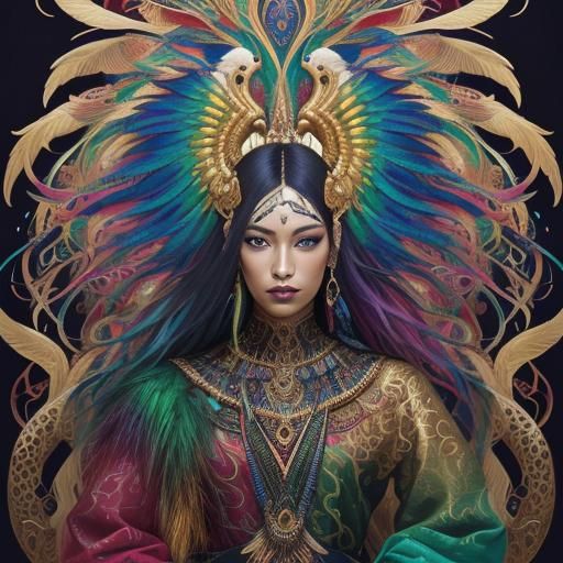 Abstract Portrait: Woman as Rainbow Dragon Serpent