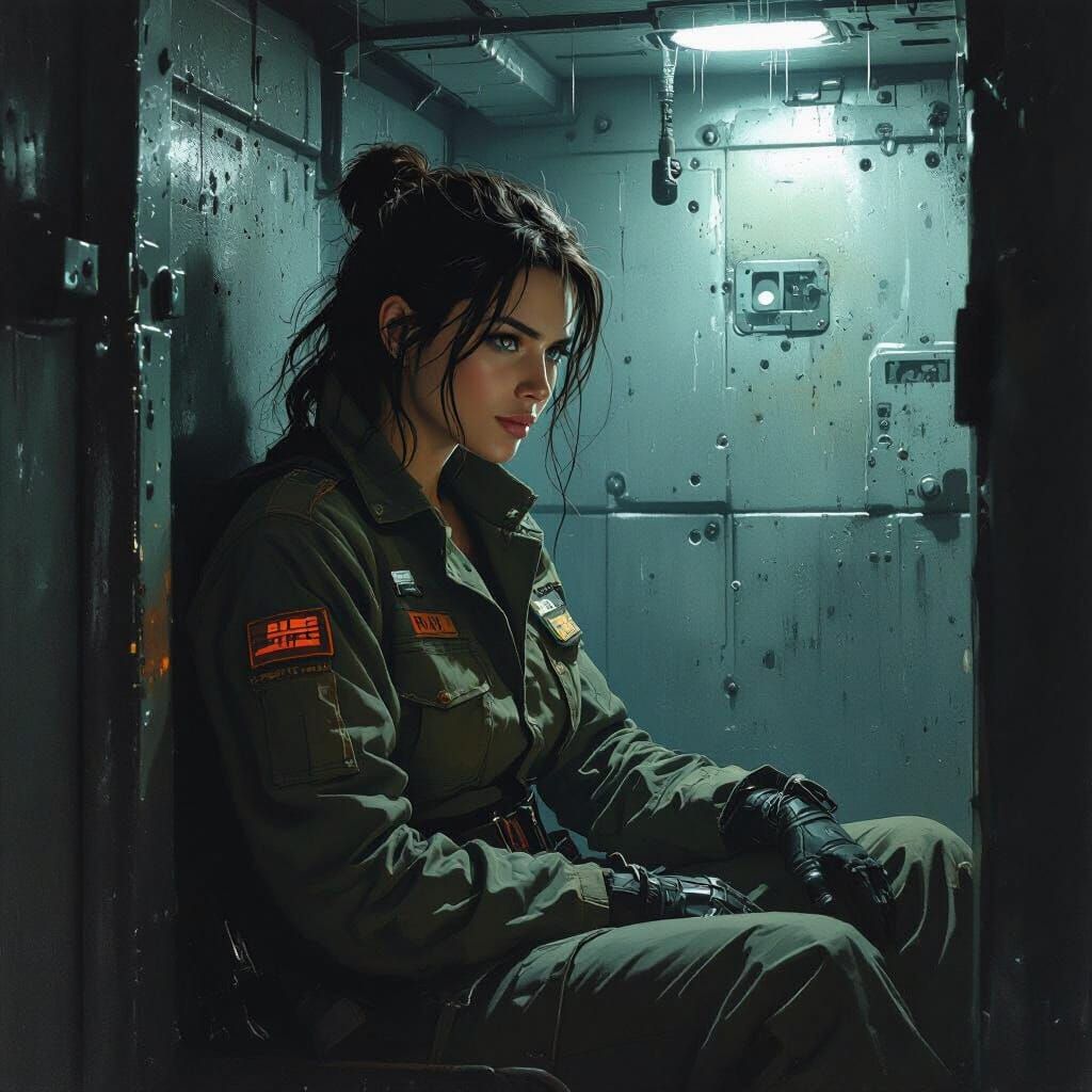 Lisa Hayes in Zentradi Prison: Gritty Sci-Fi Art