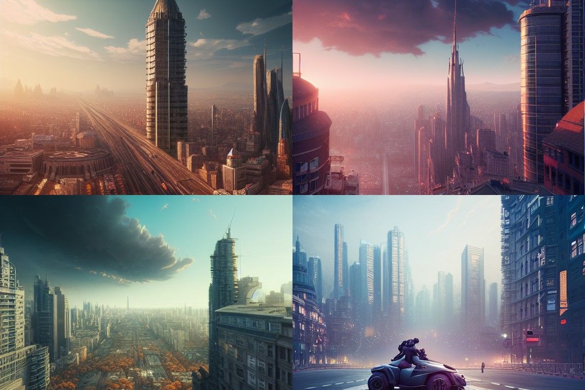 Detailed Cityscape Rendered with Volumetric Lighting