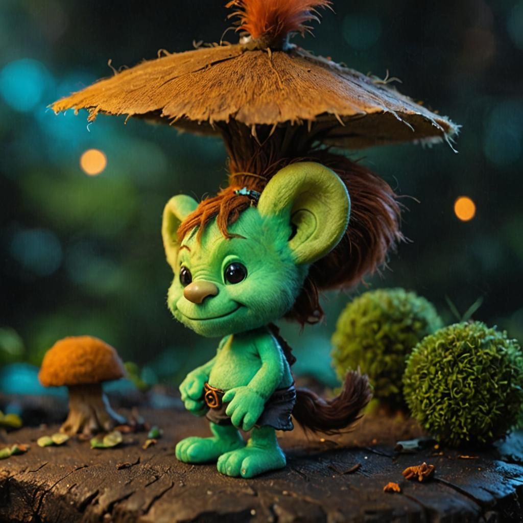 Cute Lucky Troll-Smurf Fusion with Playful Personality