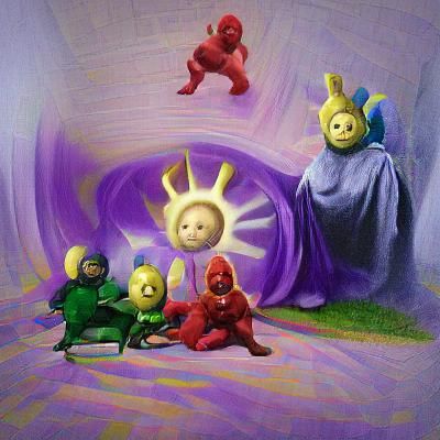 Teletubbies in Renaissance Style Painting