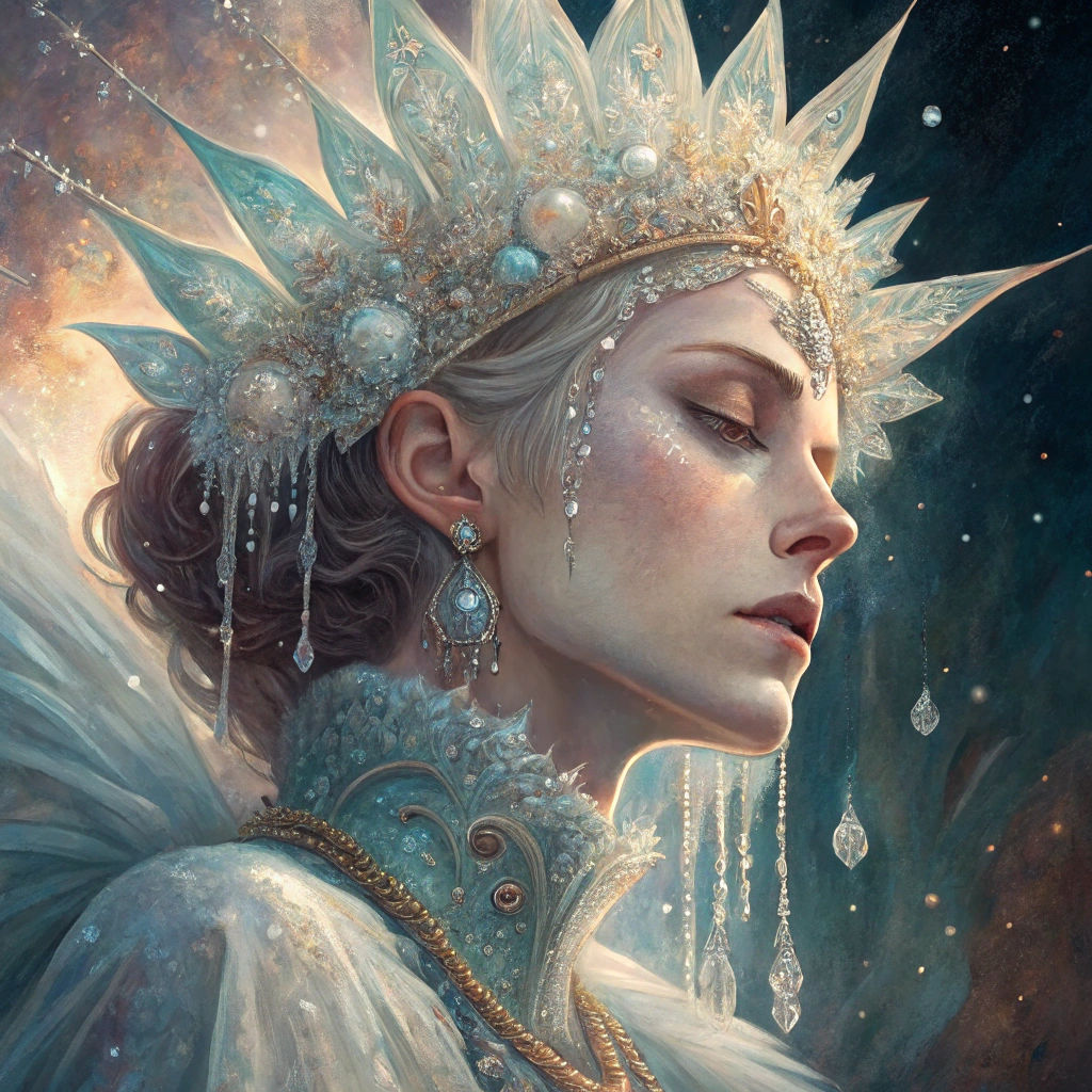 Ethereal Queen in Heavenly Jewelry, Art Nouveau Style