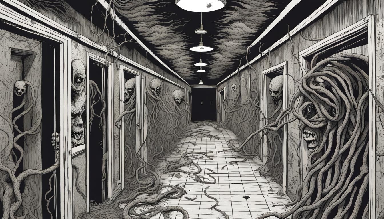Junji Ito Style Demon in Abandoned Asylum