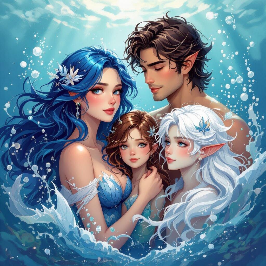 Vibrant Mermaids and Merman in Radiant Colors