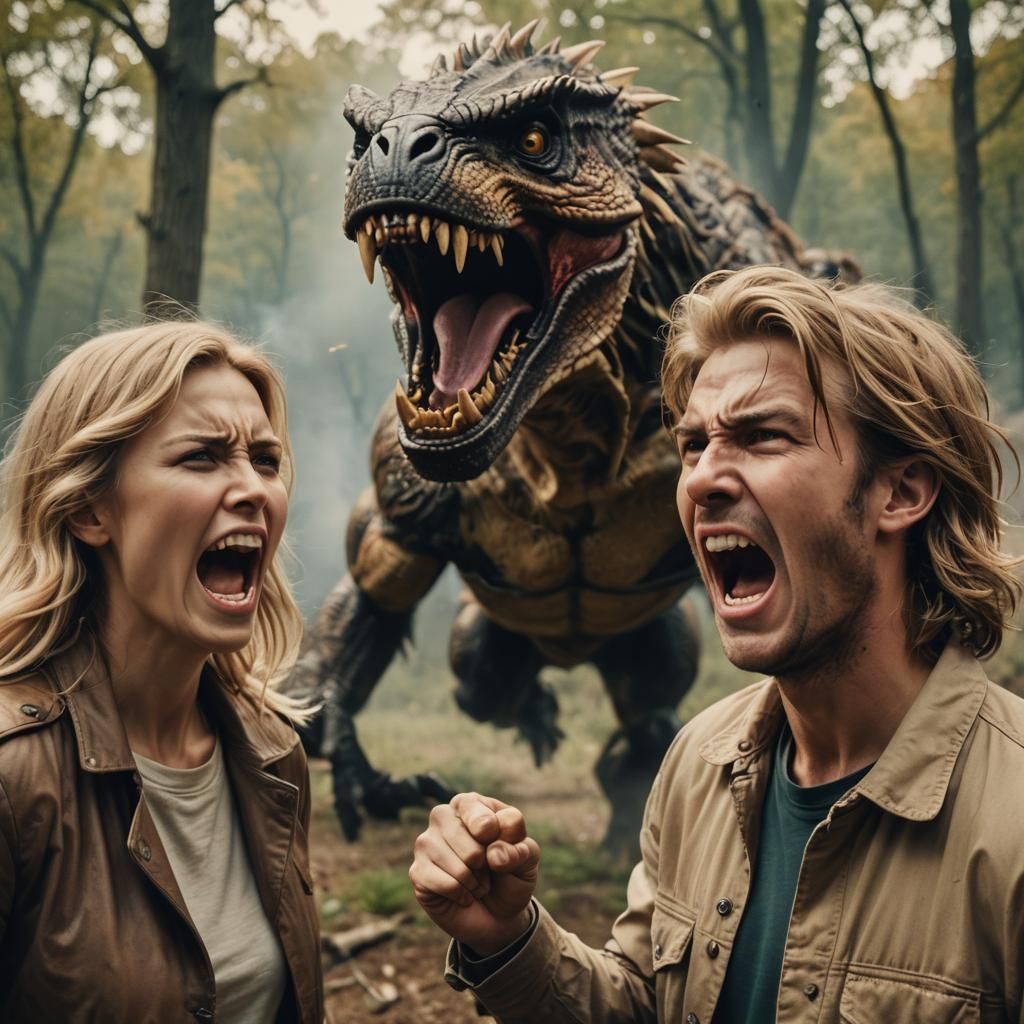 Dramatic Film Still: Shouting Man and Calm Woman