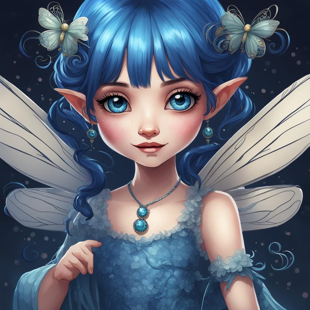 Enchanting Blue-Eyed Fairy's Mischievous Moment
