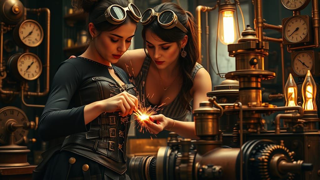 Clockpunk Artisan Crafting Automaton in Brass Workshop