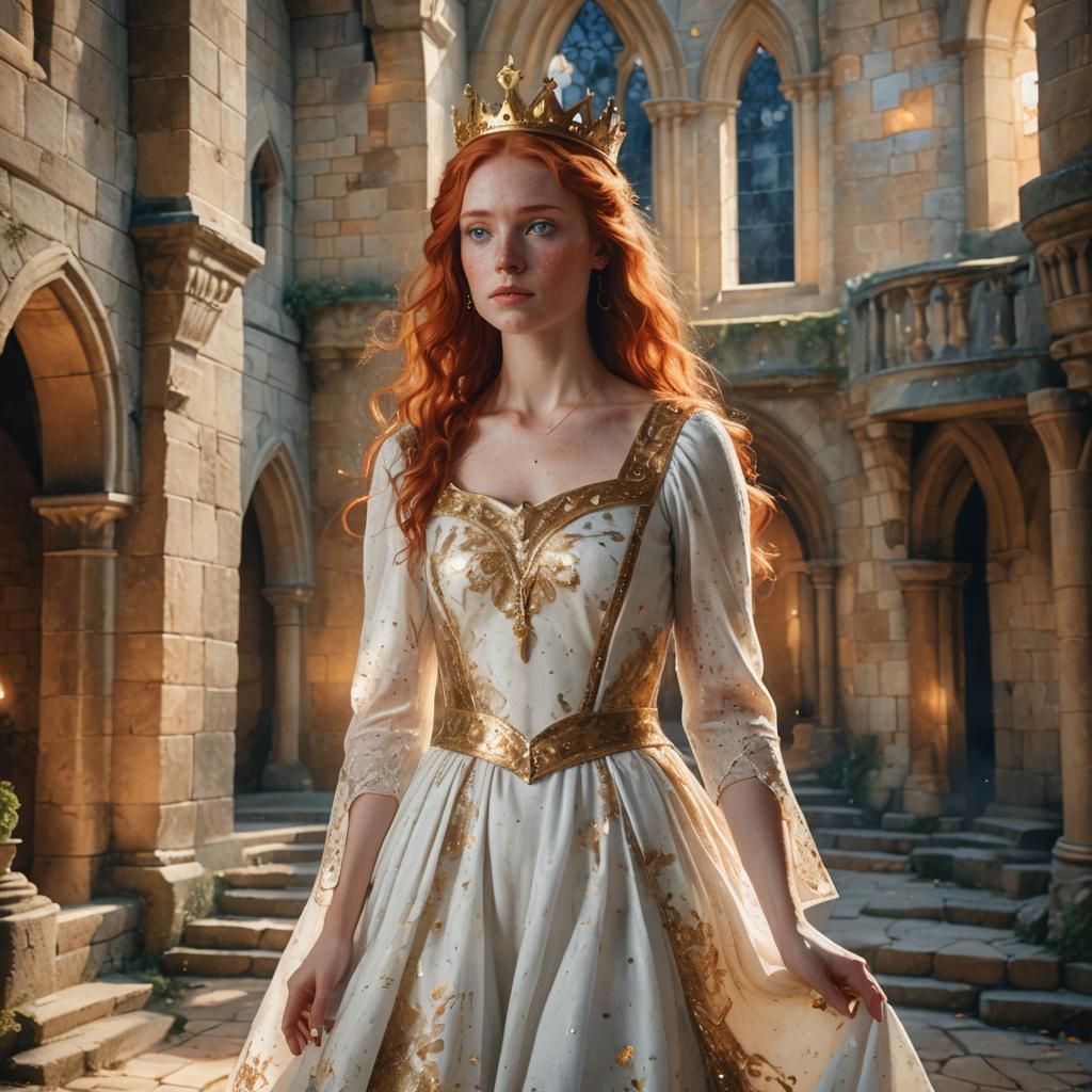 Fairytale Girl in Castle: Watercolor Fantasy Art