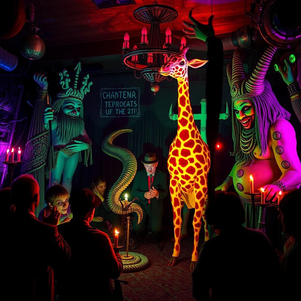 Creepy Underground Ceremony with Pagan Idols