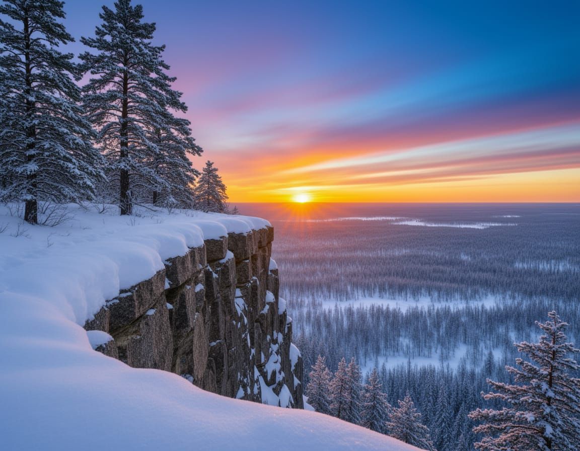 Breathtaking Winter Landscape at Sunrise