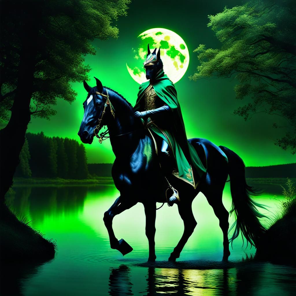 Elf Rides Horse Through Forest: Surreal Photography