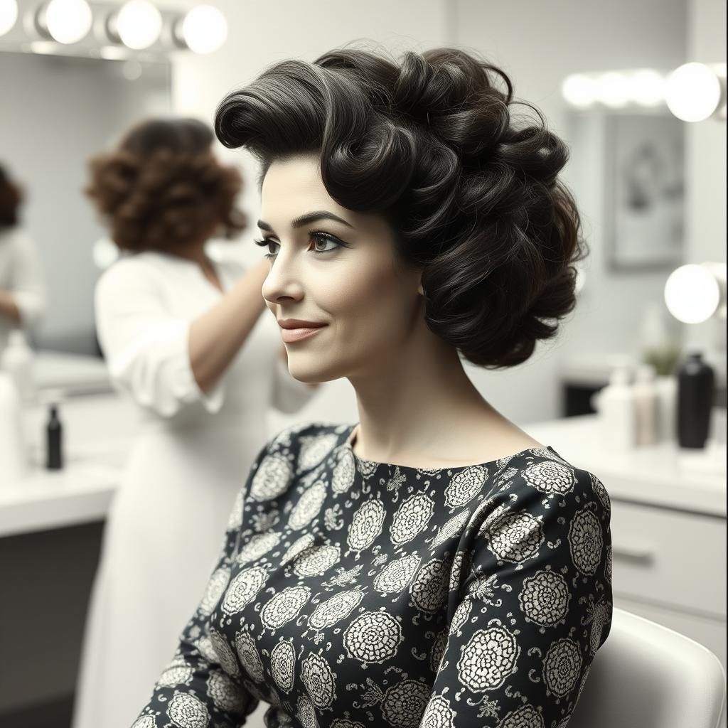 Vintage Beauty Parlor: Woman Getting Hair Curled