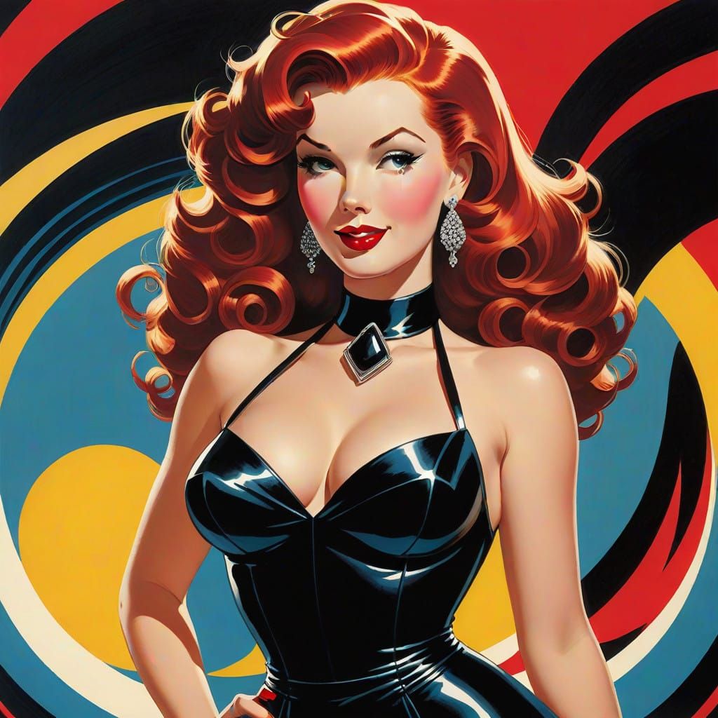 1950s Pin-Up Girl in Classic Comic Book Style