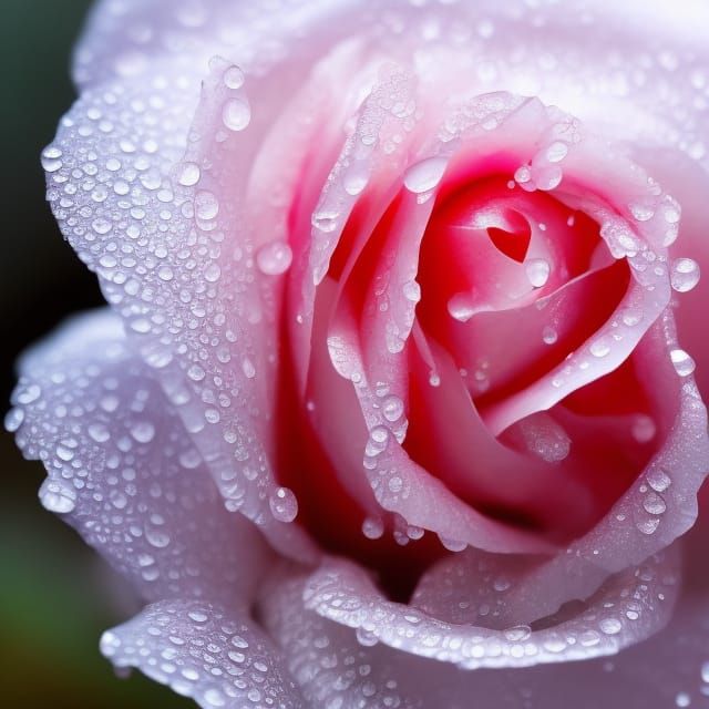 Pink Rose with Dew: Macro Photography