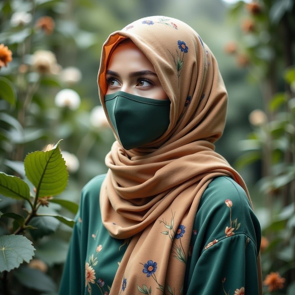 Swedish Woman in Hijab Explores Botanic Garden